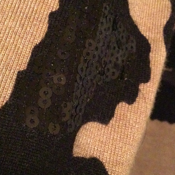 Tan and black tunic sweater, petite large with sequins - Picture 2 of 3